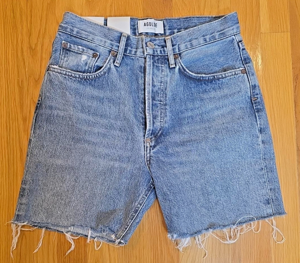 AGOLDE Lana 24 Backdrop Cutoff Denim Shorts Raw Hem Jorts Organic Cotton